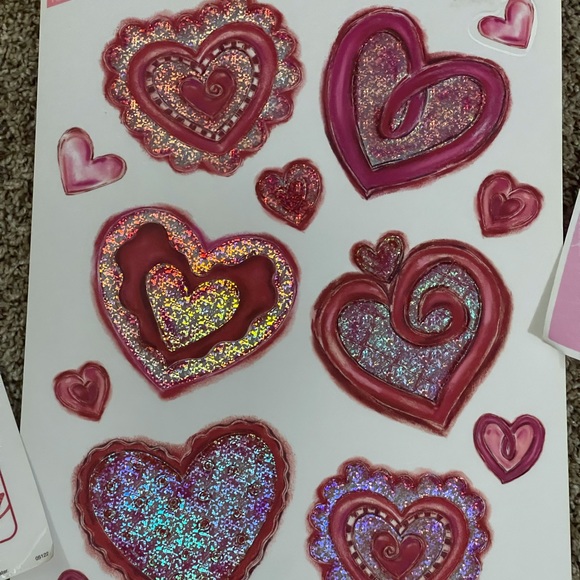 Lot Of 6~Valentine's Day Cupid Happy Valentine's Day Glitter Window Clings Sheet - Picture 6 of 7